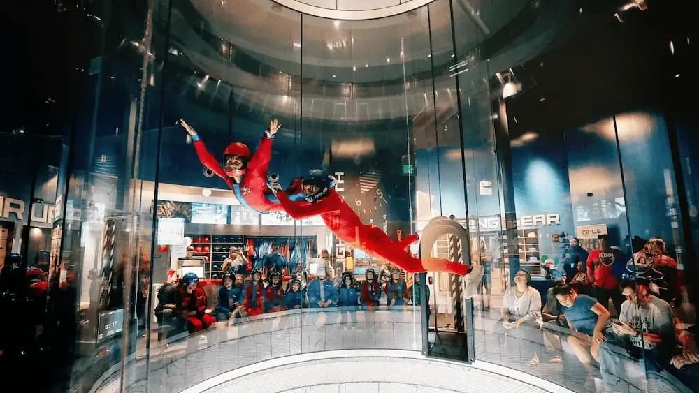 High flight being flown while tunnel surrounded by STEM class
